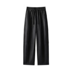 Luxury PU Leather Jogger Pants for Women – High-Waist Elastic Drawstring Wide-Leg Trousers – Comfy Chic Vegan Leather Athleisure Pants - Image 30