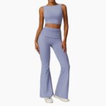 High-Waisted Flared Active Pants with Sculpting Fit – Neutral Beige - Image 41