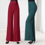 Women’s High Waist Wide Leg Pants with Button Detail | Elegant Statement Women’s Trousers