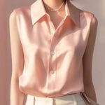 Sleeveless Satin Blouse for Women – Elegant Button-Front Top - Image 5
