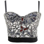 Black Sequin Corset Top for Women – Beaded Bustier Crop Top with Straps | Glam Night Out Top - Image 16