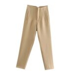 High Waist Tapered White Pants for Women – Elegant Tailored Ankle-Length Office Trousers - Image 18