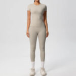 Luxury Seamless Pink Two-Piece Activewear Set – Short Sleeve Top & High-Waist Leggings Gym Outfit - Image 19