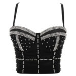 Black Sequin Corset Top for Women – Beaded Bustier Crop Top with Straps | Glam Night Out Top - Image 21