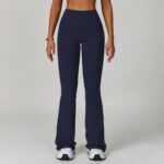 High-Waisted Navy Flared Leggings – Sculpting Stretch Bootcut Athleisure Pants - Image 2