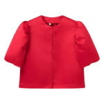 Solid Satin Balloon Sleeve Blouse for Women | Puff Sleeve O-Neck Single-Breasted Loose Fit Top - Image 7