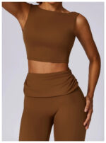High-Waisted Flared Active Pants with Sculpting Fit – Neutral Beige - Image 18