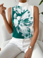 Black & White Floral Sleeveless High-Neck Blouse – Elegant Monochrome Women’s Top | Boutique Fashion - Image 6