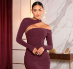 Burgundy Cut-Out Ruched Mini Dress