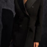 Black Tailored Blazer Dress – Double Breasted Satin Lapel Mini Dress - Image 12