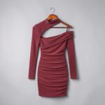 Burgundy Cut-Out Ruched Mini Dress - Image 7