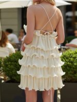 Elegant Layered Ruffle Mini Dress – Summer Polka Dot Sleeveless Look - Image 8