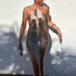 Luxury Draped Halter Maxi Dress – Shimmer Evening Gown for Elegant Women | subailili - Image 11