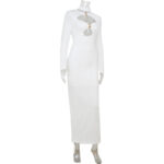 Elegant Cut-Out White Bodycon Maxi Dress – Long Sleeve High Neck Evening Dress for Women - Image 10