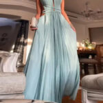 Elegant Pleated Maxi Dress – Available in Black, Peach, and Light Blue - Image 7