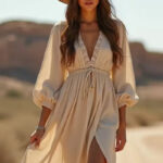 Desert Grace Lace-Up Maxi Dress | subailili - Image 2
