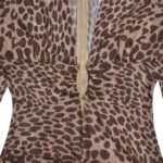 Luxury Leopard Print Cut-Out Maxi Dress – Deep V Long Sleeve Bodycon Gown - Image 10