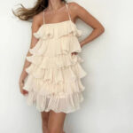 Elegant Layered Ruffle Mini Dress – Summer Polka Dot Sleeveless Look