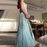 Elegant Pleated Maxi Dress – Available in Black, Peach, and Light Blue - Image 6